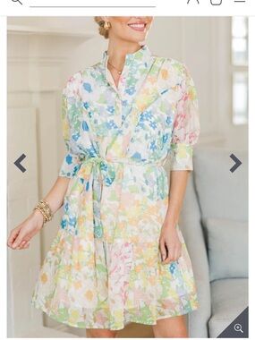 Pastel Floral Tie-Waist Mini Dress